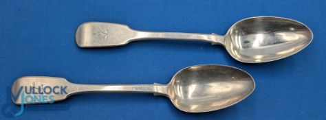 2x Large Victorian Silver Serving Spoons, by Samuel Hayne & Dudley Cater from 1844 - in good