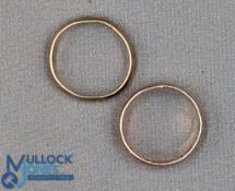 2x Men’s Hallmarked 9ct gold Wedding Band Rings sizes N and O, weight 5.4g