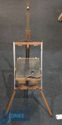 Vintage French Travel Artists Easel: with a selection of painting brushed paints, and handheld