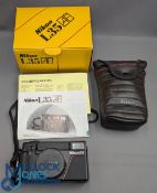 A Nikon L35 AF 35mm Compact Camera 1983, black, serial no.3025355, body G-VG, shutter and flash