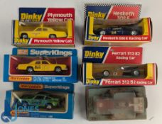 Dinky / Matchbox Diecast Dinky Toys 312/B2 Ferrari Racing Car, 278 Plymouth Yellow Cab, 222