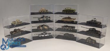 Collection of Military Tanks All displayed in plastic cases featuring SU-85, BTR-80, Somua S35, T-