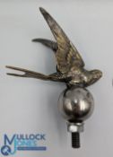 c1930 Plated Brass Swift Bird Car Mascot, from Swift cars - on chromed sphere with fitting,