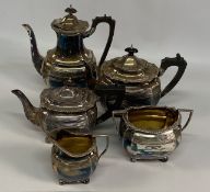 Art Deco Elkington silver plated five piece tea and coffee set: all rectangular form marked A1 Good