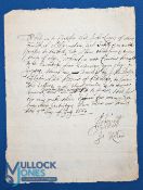 Legal – exemption from Jury Service 1667 manuscript document being an exemption of Jury Service