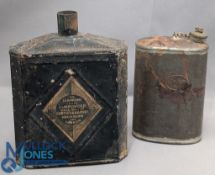 Vintage Curtis Gunpowder Tin and Metal half pint oil can, both with age related wear (2)