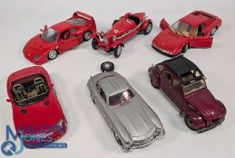 Mixed Selection of Large Scale Diecast Models Burago Mercedes 300SL, Viper RT/10, Alfa Romeo 2300