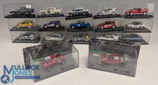 Collection of Rally Cars All displayed in plastic cases featuring Peugeot, Citroen, Renault 17 in