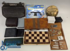 Assorted Collectables: to include a copper cigarette wall mounted ashtray, chess set, draughtman