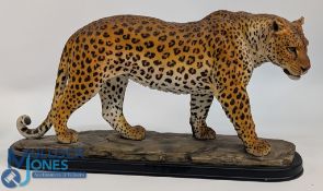 Large Resin Leopard Figure, on plinth #32cm x 61cm