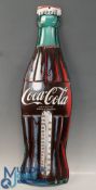 Coca Cola Bottle Sign painted tin advertising thermometer, made in Mexico - #76cm tall