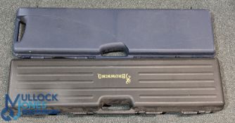 Browning plastic fitted Storage Travel Case: size #11cm x 26cm x 96cm, with a similar fitted blue