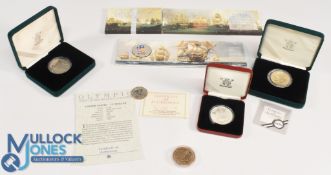 Selection of Collectors Coins £5 Gibraltar 1995 Lord Nelson, £5 Alderney Battle of Trafalgar 2005,