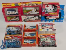 Collection of Majorette Toys Super Movers Ambulance vehicles all boxed 13 in total (box)