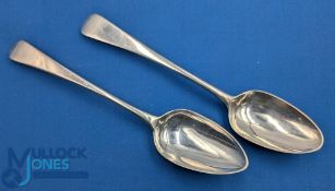 2x Large Georgian Silver Serving Spoons, from 1805 & 1809 - Peter & William Bateman - in good used