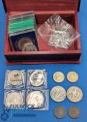 Old Coin Collection to include a good 1738 half penny coin, 1806 half penny, five pounds coins 2002,