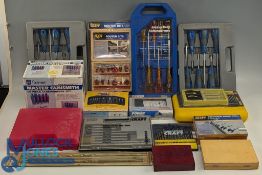 Large collection of boxed Tools and Accessories, to include screw drivers, drill bits hooks, counter
