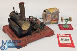 Vintage Mamod Superheated Static Steam Engine SE3, with miniature polishing machine in its