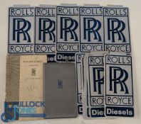Period Rolls Royce Diesel Stickers, Shrewsbury Rolls Royce oil engine handbook 1964, plastic