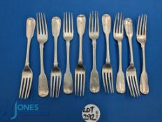 10x Dublin Irish Silver Georgian Forks: hallmarked assorted dated and makers, with 2 x Thomas Maning