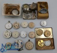Collection of antique pocket watch movements parts cases: with noted names of John Smith London,