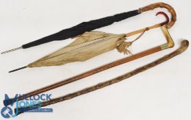 Vintage Walking Sticks and Umbrellas: to include a men’s and ladies’ umbrella, horn handled