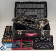 Milwaukee Toolbox, full of car mechanic tools, spanners, screw drivers, pliers - the toolbox shows