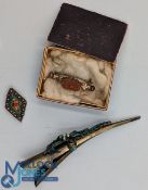 A fine c1900 Nanny Brooch: having a hidden sewing set inside, plus a period hair clip, and a micro
