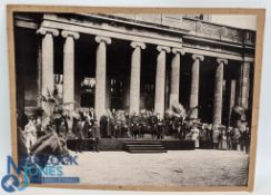 Edward VII: fine large scale b&w photograph showing Edward VII with a large party standing on the