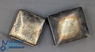 Two silver hallmarked Cigarette Boxes: a Birmingham 1928 - 8.5cm x 8.5cm, and a London box 1927
