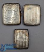3x Period silver hallmarked Cigarette Cases, Birmingham 1920 and 1924, and an ornate engraved 1938