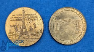 1889 Eifel Tour Token Medal a souvenir for tourists by Chales Trotin. Plus a 1979 token –