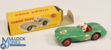 Dinky Toys No 110 Aston Martin DB3 Sports Green with Red hubs Good clean example in original box