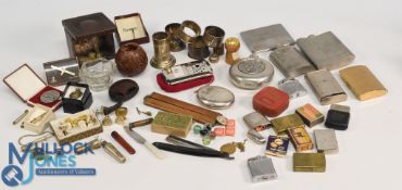 Gents vintage smoking and related men’s collectables: to include pipe, lighters, tie clips, snuff