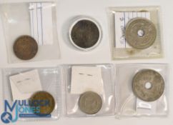 Collection of West Africa Coins consisting of 1936 2 shilling, 1939 / 1943 1 shilling, 1947 penny,