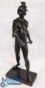 After E Picault - A 20th century Honor Patria bronzed metal sculpture / figure of a Gladiator.