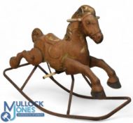 Vintage Tinplate Mobo Rocking Horse, with signs of age - looks to have been altered to a rocking