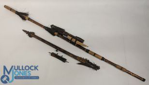 Tribal style bamboo blowgun - with darts, plus a bovine bone carved oriental dragon headed blow dart