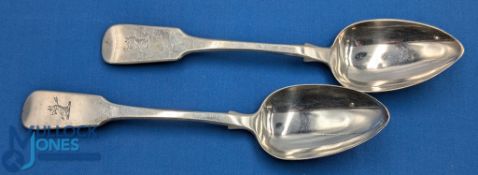 Two Large Georgian Thomas Wallis (II) & Jonathan Hayne Silver Serving Spoons, from 1812 - in good