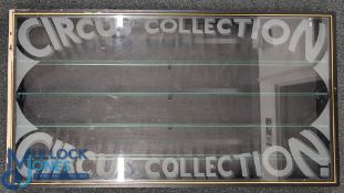 Corgi Toys diecast circus collection showcase display case: glass fronted with 4 glass shelves,