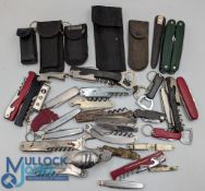 Collection of corkscrews, bottle openers, multi tools, pipe Reamers clean tools, new and old, to