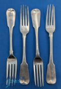 Dublin Irish Silver Georgian Forks: hallmarked assorted dated and makers, with 3x James Scott