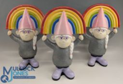 3x Pride Rainbow Garden Gnomes, plastic models – size 42cm tall and have been weighted