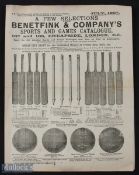 Benetfink Sports and Games Catalogue, Cheapside, London EC, 1897 - 4 page catalogue illustrating and