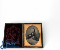 Fine Quality Ambrotype Photograph. Cheltenham c1856-59. An attractive finely hand coloured ambrotype