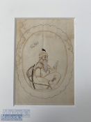 India & Punjab - Sikh Miniature of the Rajah of Ranjeet Singh - unusual miniature of in oval design,