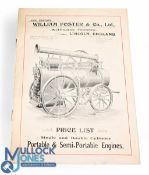 William Foster & Co Ltd Portable & Semi-Portable Engines, Lincoln 1906. A 8 page brochure with 3
