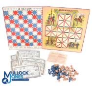 Military Tactics Game c1880s-1900, complete with both boards, cards, wooden playing pieces, rules