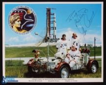 NASA - Autograph - Eugene Cernan colour 8x10 showing the crew of Apollo 11 signed by Cernan in