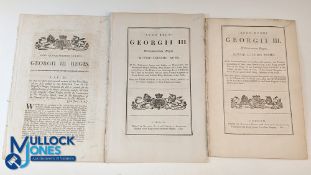 George III - The Regency group of four printed Acts of Parliament 1811-1819 dealing with the madness
